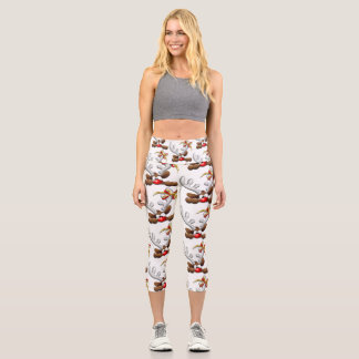 Reindeer Puzzled Funny Christmas Character Capri Leggings