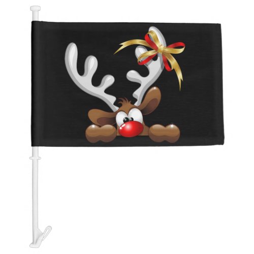 Reindeer Puzzled Funny Christmas Character Car Flag