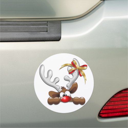Reindeer Puzzled Funny Christmas Character Car Magnet