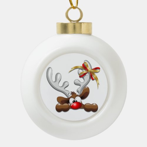 Reindeer Puzzled Funny Christmas Character Ceramic Ball Christmas Ornament