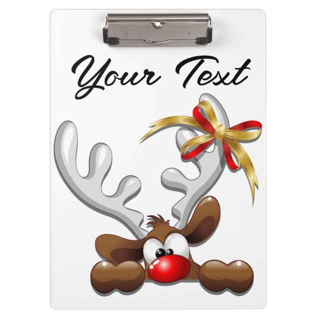 Reindeer Puzzled Funny Christmas Character Clipboard (Front)