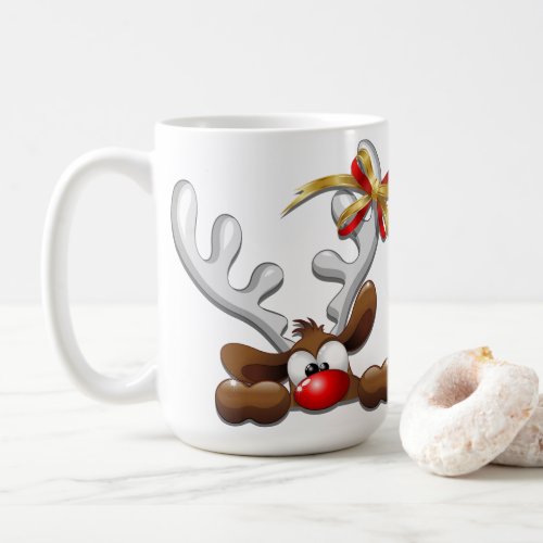Reindeer Puzzled Funny Christmas Character Coffee Mug