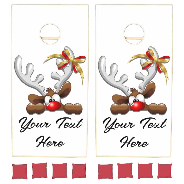 Reindeer Puzzled Funny Christmas Character Cornhole Set (Set)
