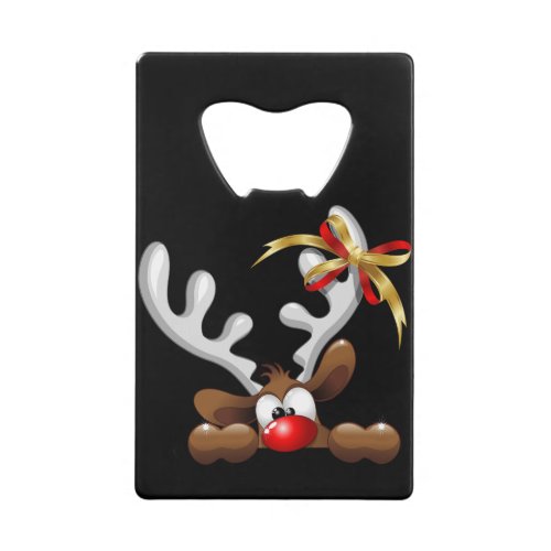 Reindeer Puzzled Funny Christmas Character Credit Card Bottle Opener