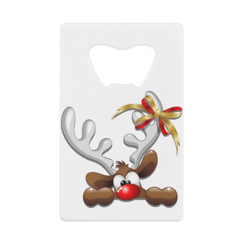 Reindeer Puzzled Funny Christmas Character Credit Card Bottle Opener