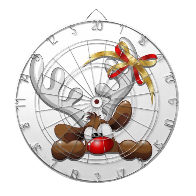 Reindeer Puzzled Funny Christmas Character Dart Board (Front)