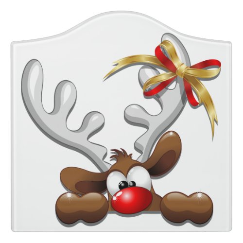 Reindeer Puzzled Funny Christmas Character Door Sign