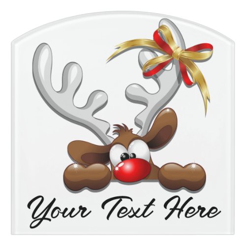 Reindeer Puzzled Funny Christmas Character Door Sign