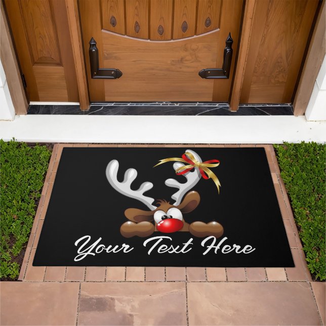 Reindeer Puzzled Funny Christmas Character Doormat (Outdoor)