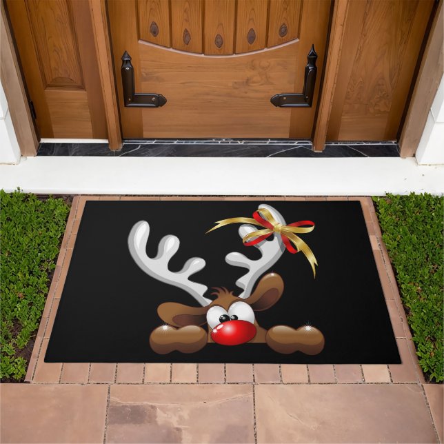 Reindeer Puzzled Funny Christmas Character Doormat (Outdoor)