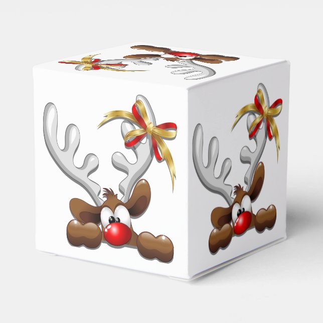 Reindeer Puzzled Funny Christmas Character Favor Boxes (Back Side)