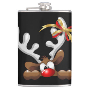 Reindeer Puzzled Funny Christmas Character Flask