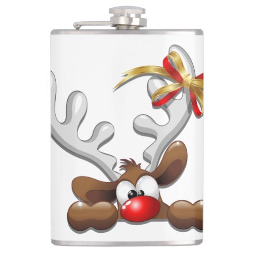 Reindeer Puzzled Funny Christmas Character Flask