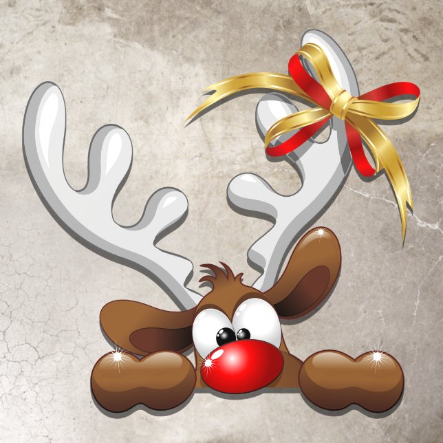 Reindeer Puzzled Funny Christmas Character Floor Decals (Insitu)