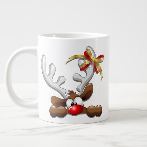 Reindeer Puzzled Funny Christmas Character Giant Coffee Mug
