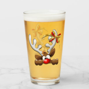 Reindeer Puzzled Funny Christmas Character Glass