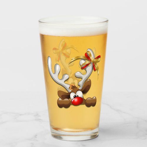 Reindeer Puzzled Funny Christmas Character Glass