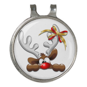 Reindeer Puzzled Funny Christmas Character Golf Hat Clip