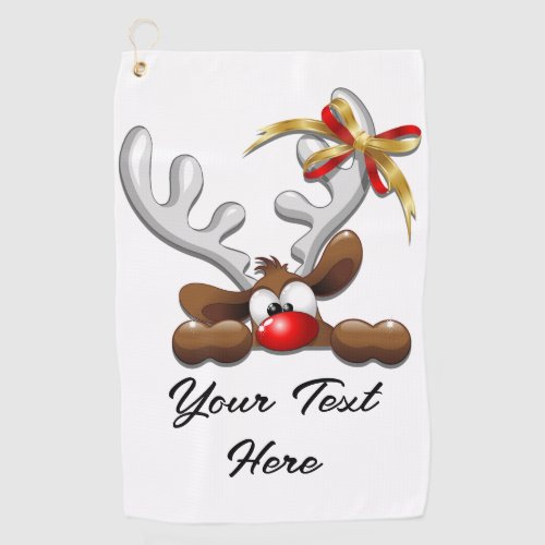 Reindeer Puzzled Funny Christmas Character Golf Towel