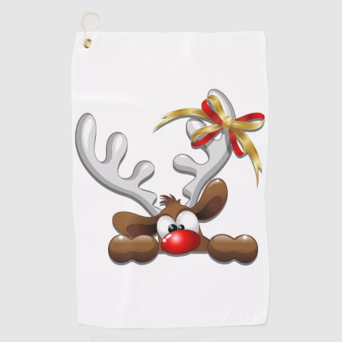 Reindeer Puzzled Funny Christmas Character Golf Towel