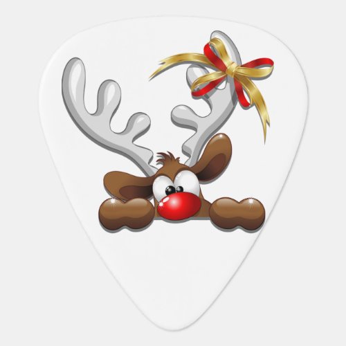 Reindeer Puzzled Funny Christmas Character Guitar Pick