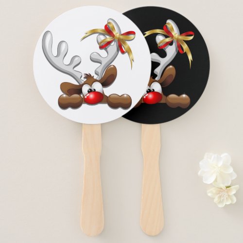 Reindeer Puzzled Funny Christmas Character Hand Fan