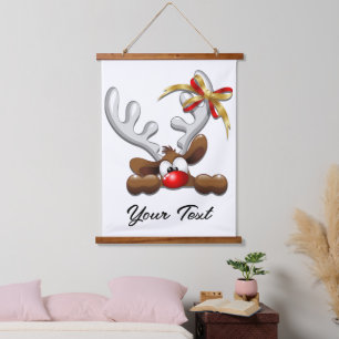 Reindeer Puzzled Funny Christmas Character Hanging Tapestry