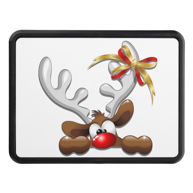 Reindeer Puzzled Funny Christmas Character Hitch Cover (Front)