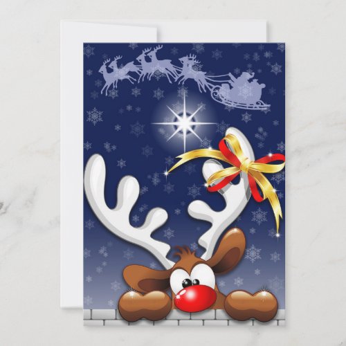 Reindeer Puzzled Funny Christmas Character Holiday Card