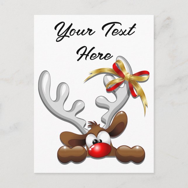 Reindeer Puzzled Funny Christmas Character Holiday Postcard (Front)