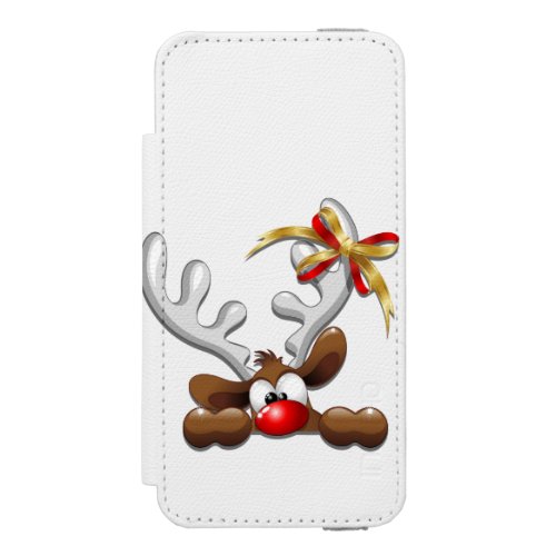 Reindeer Puzzled Funny Christmas Character iPhone SE55s Wallet Case