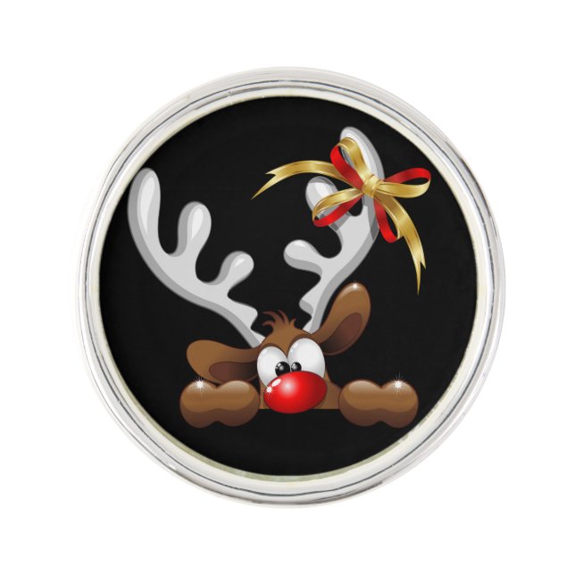 Reindeer Puzzled Funny Christmas Character Lapel Pin (Front)