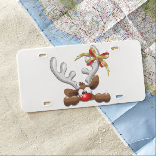Reindeer Puzzled Funny Christmas Character License Plate