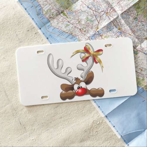 Reindeer Puzzled Funny Christmas Character License Plate