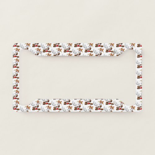 Reindeer Puzzled Funny Christmas Character License Plate Frame