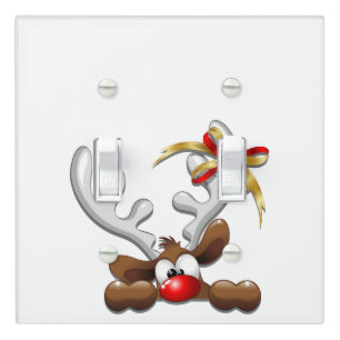 Reindeer Puzzled Funny Christmas Character Light Switch Cover