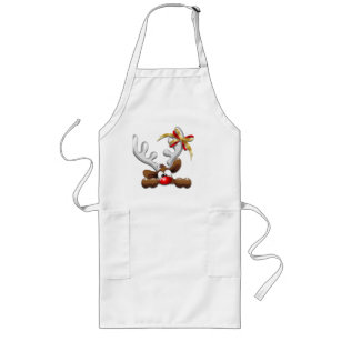 Reindeer Puzzled Funny Christmas Character Long Apron
