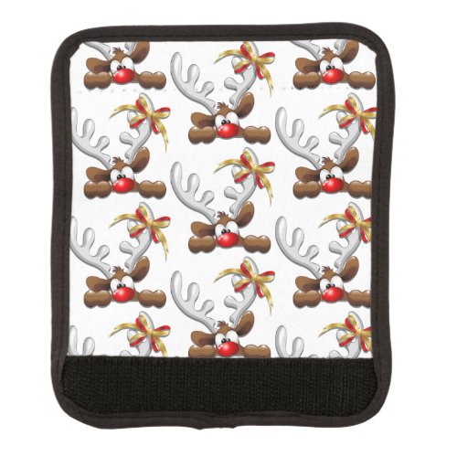 Reindeer Puzzled Funny Christmas Character Luggage Handle Wrap