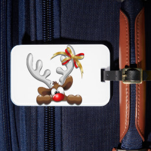 Reindeer Puzzled Funny Christmas Character Luggage Tag