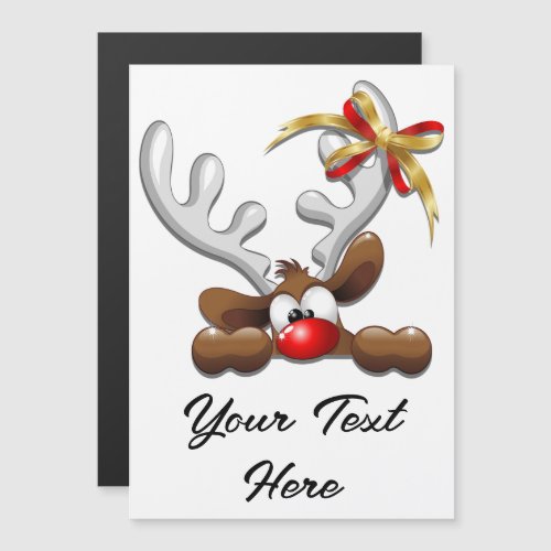 Reindeer Puzzled Funny Christmas Character Magnetic Invitation