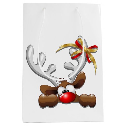Reindeer Puzzled Funny Christmas Character Medium Gift Bag