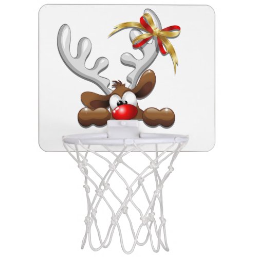 Reindeer Puzzled Funny Christmas Character Mini Basketball Hoop