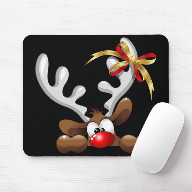 Reindeer Puzzled Funny Christmas Character Mouse Pad (With Mouse)