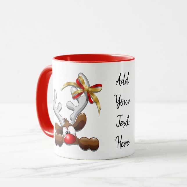 Reindeer Puzzled Funny Christmas Character Mug (Front Left)