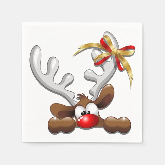 Reindeer Puzzled Funny Christmas Character Napkins (Front)