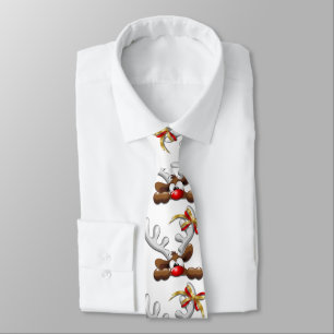 Reindeer Puzzled Funny Christmas Character Neck Tie