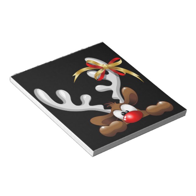 Reindeer Puzzled Funny Christmas Character Notepad (Angled)