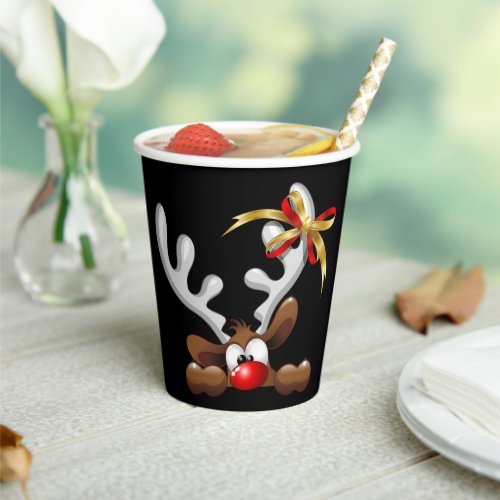 Reindeer Puzzled Funny Christmas Character Paper Cups