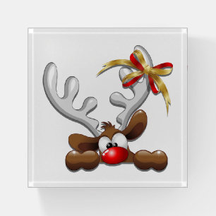 Reindeer Puzzled Funny Christmas Character Paperweight