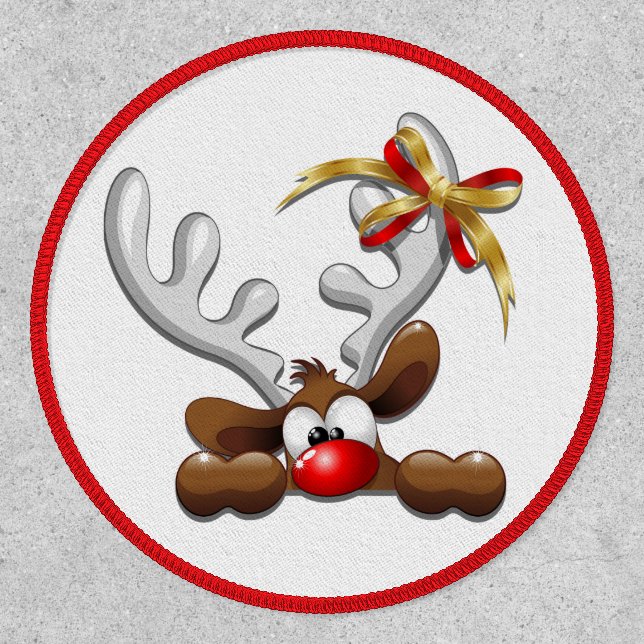 Reindeer Puzzled Funny Christmas Character Patch (Front)